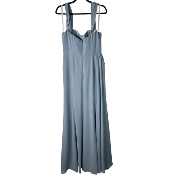 Azazie Amyra A10 Dusty Blue Sheath Off Shoulder Stretch Satin Convertible Dress - Picture 5 of 12